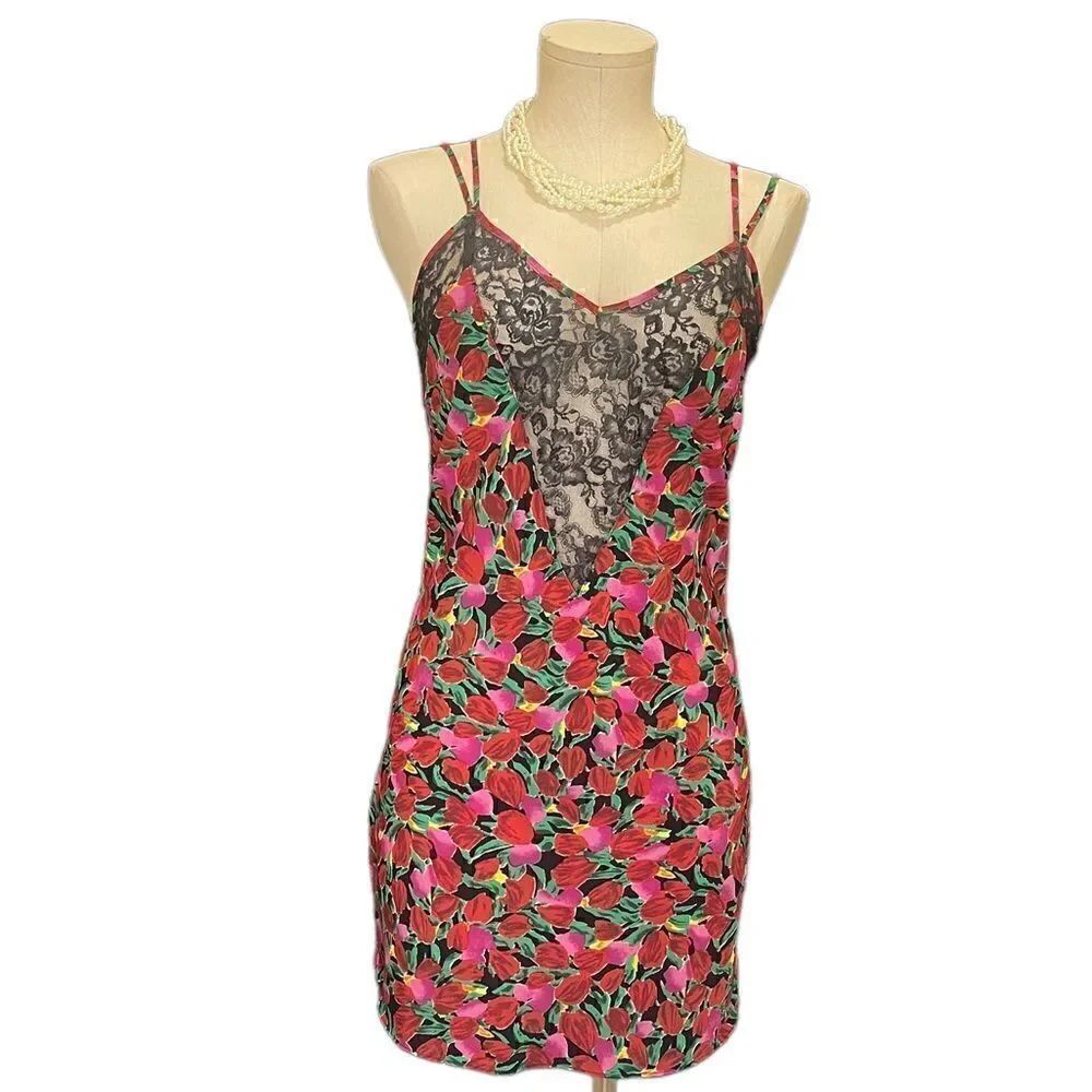"Luxurious Vintage Gold Label Victoria's Secret Double Strap Floral Slip